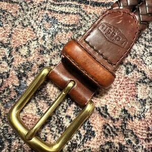 Brown Leather Belt with Gold Buckle